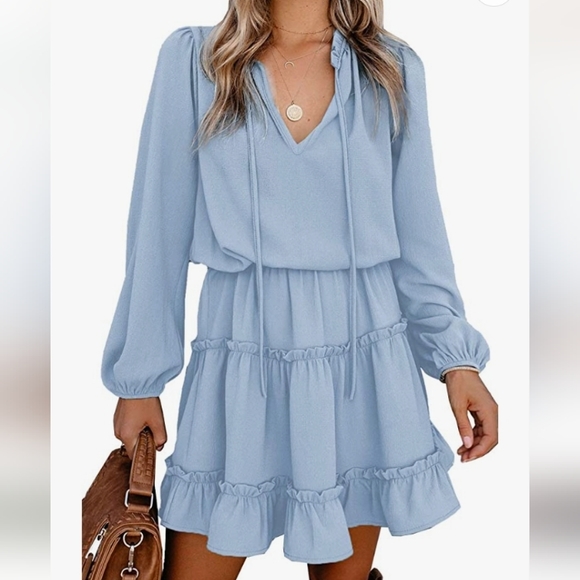BTFBM Dresses & Skirts - BTFBM Sky Blue Ruffle Tiered Mini Dress. SIZE XL.